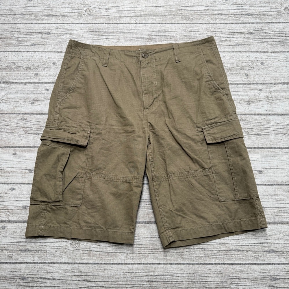 Old Navy Cargo Shorts Men's 33 Olive Green Ripstop Cotton Utility Hiking Outdoor